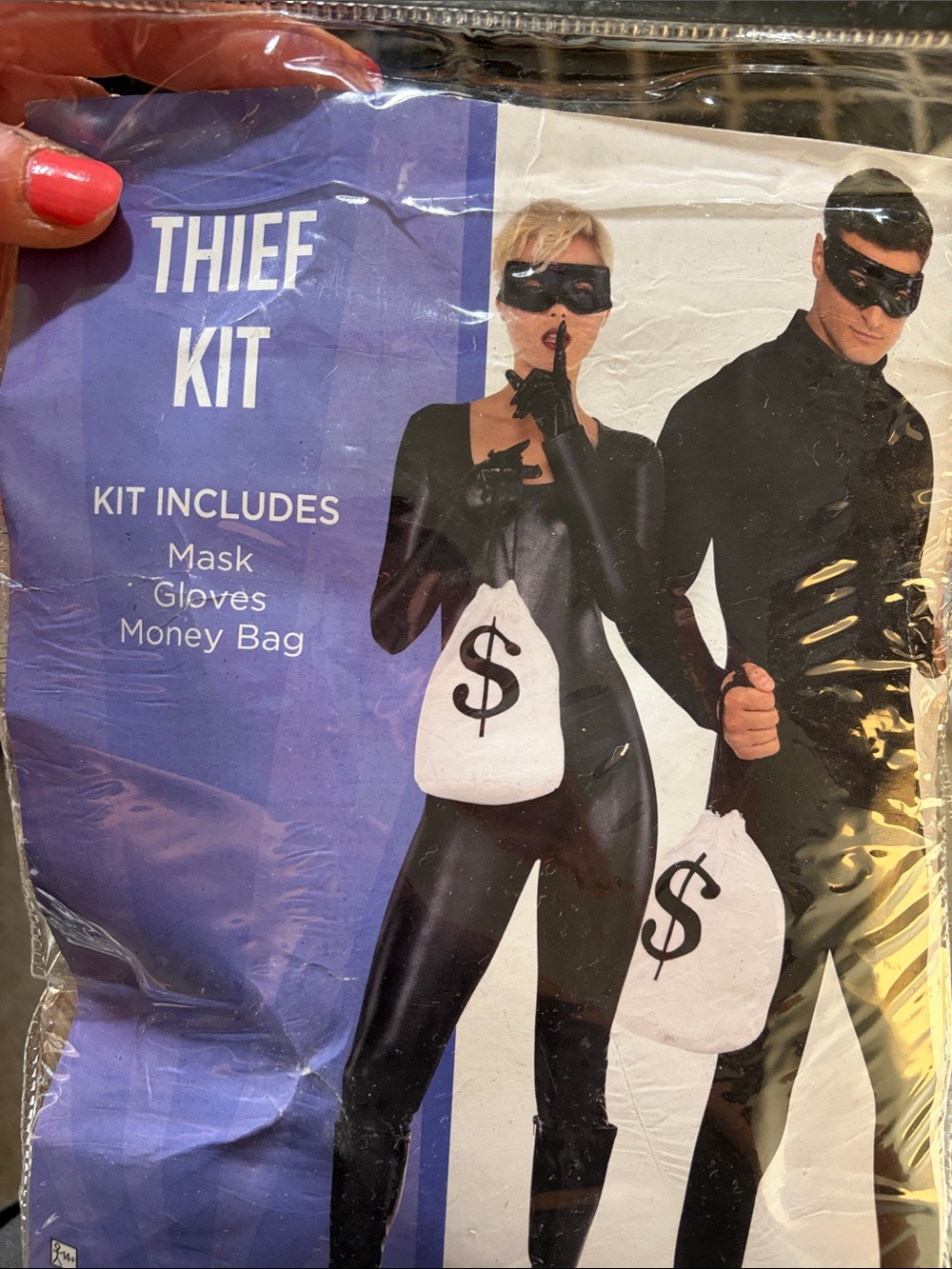 Party City Black Thief Kit with White Money Bag
